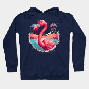 Pink Flamingo with sunglasses Hoodie